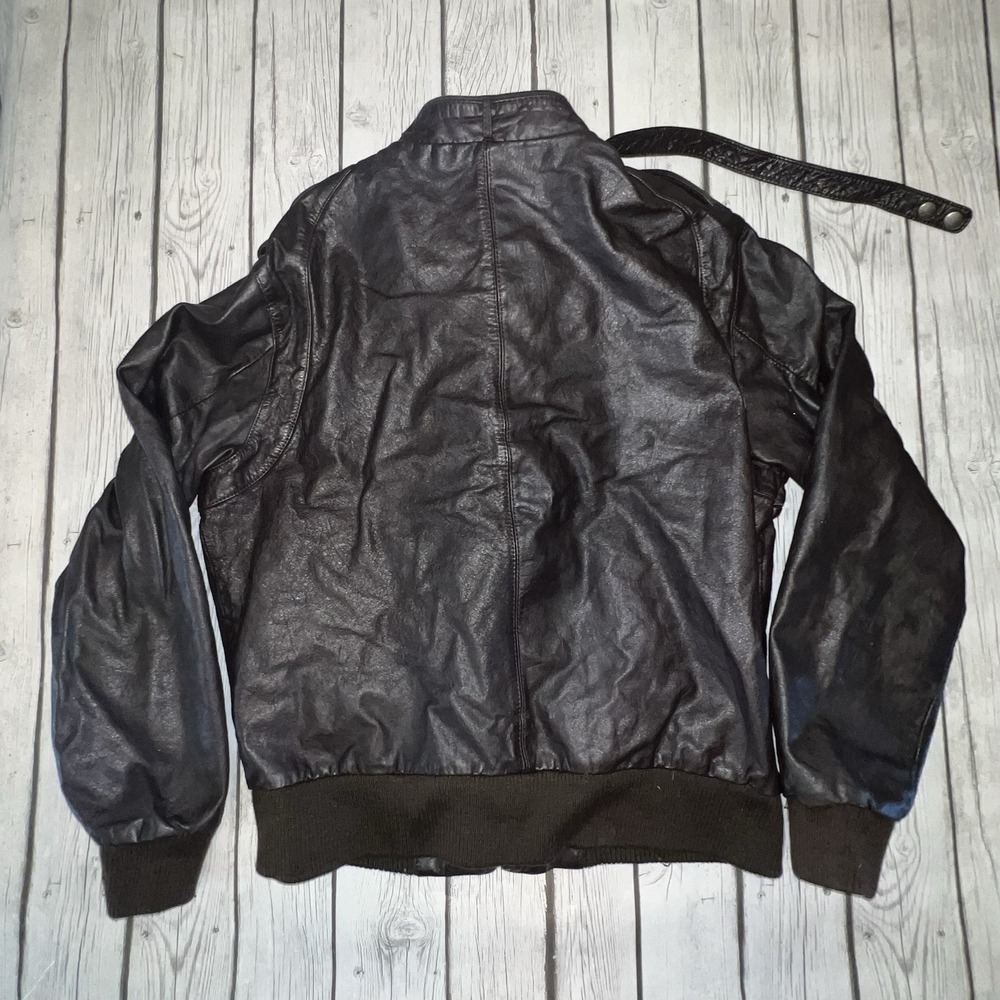 VTG Members Only Brown Bomber Leather Jacket With Patch B-17 379 Bomb Group - Picture 5 of 9